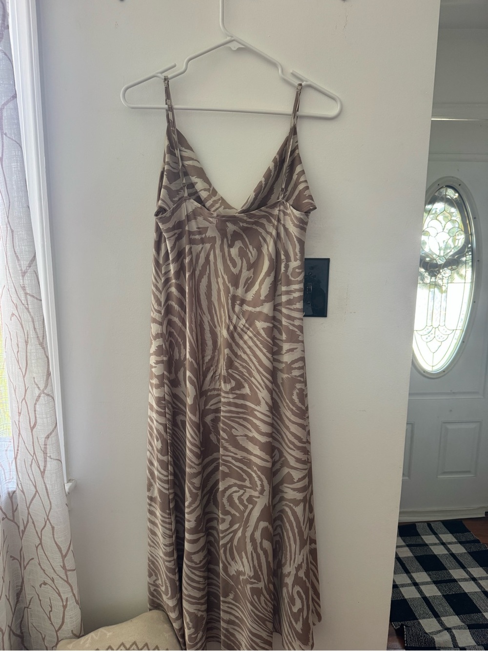 Dress Forum Los Angeles - Beige & Cream Zebra-Print Maxi Slip Dress